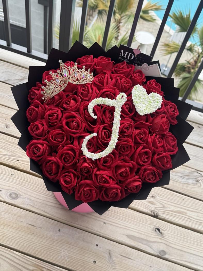 Red Crown Initial Bouquet